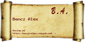 Bencz Alex névjegykártya